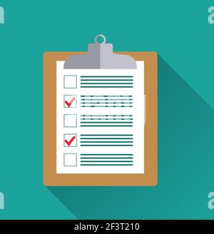 Zwischenablage mit leerem Checklistenformular, Stock Vektor