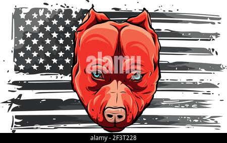 amerikanische Flagge mit Kopf des Hundes Vektor-Illustration Stock Vektor