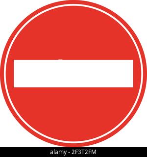 Gerundetes Verkehrssignal in rot und weiß, isoliert auf weißem Hintergrund. Zutritt verboten Stock Vektor