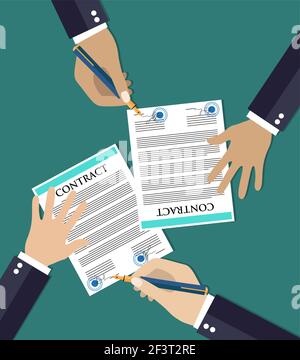 Zwei Partner unterschreibt das Dokument Stock Vektor