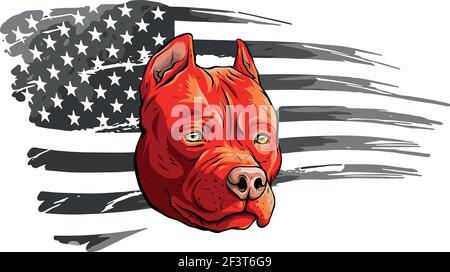 Kopf des Hundes mit amerikanischen Flagge Vektor-Illustration Stock Vektor