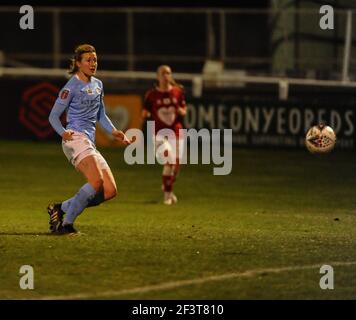 Bath, Großbritannien. März 2021, 17th. Ellen White(#18 Manchester City)erzielt im WSL-Spiel zwischen Bristol City und man City im Twerton Park, Bath, das zweite Tor von man Citys. Kredit: SPP Sport Presse Foto. /Alamy Live Nachrichten Stockfoto