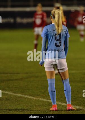 Bath, Großbritannien. März 2021, 17th. Chloe Kelly (#9 Manchester City) das WSL-Match zwischen Bristol City und man City im Twerton Park, Bath. Kredit: SPP Sport Presse Foto. /Alamy Live Nachrichten Stockfoto