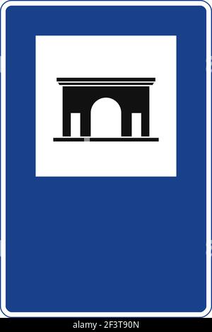 Rechteckige Ampel in blau und weiß, isoliert auf weißem Hintergrund. Denkmal Stock Vektor