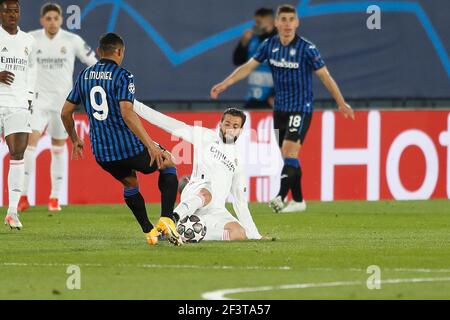 Madrid, Spanien. März 2020, 16th. Nacho (Real) Fußball : UEFA Champions League Runde von 16 2nd Bein-Spiel zwischen Real Madrid CF 3-1 Atalanta BC im Estadio Alfredo Di Stefano in Madrid, Spanien . Quelle: Mutsu Kawamori/AFLO/Alamy Live News Stockfoto