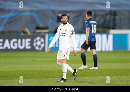 Madrid, Spanien. März 2020, 16th. Nacho (Real) Fußball : UEFA Champions League Runde von 16 2nd Bein-Spiel zwischen Real Madrid CF 3-1 Atalanta BC im Estadio Alfredo Di Stefano in Madrid, Spanien . Quelle: Mutsu Kawamori/AFLO/Alamy Live News Stockfoto