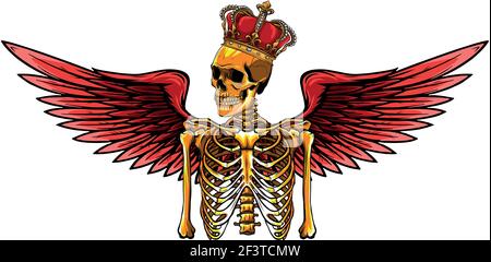 vektor Engel Skelett mit Flügel und Krone Stock Vektor