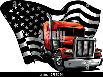 Classic American Truck. Vector Illustration mit American Flag Stock Vektor