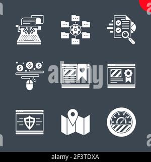 SEO-Zeile für Symbole gesetzt Stock Vektor