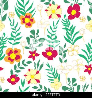 Nahtlose Muster Blume und Blätter Illustration Stockfoto