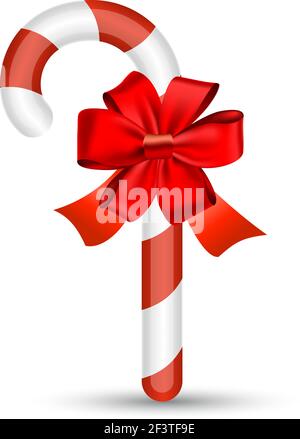 Christmas Candy cane mit roter Schleife Stock Vektor