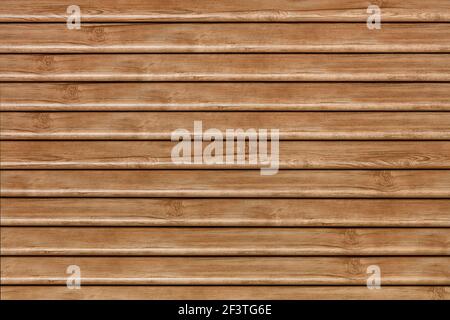 Holzwand aus polierten und gewachsten horizontalen Planken, flacher Hintergrund, Fototextur. Stockfoto