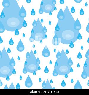 Wassertropfen Muster. Nahtloses Muster. Viele Tropfen, Regen, Dusche, Wasser. Handzeichnung Stockfoto