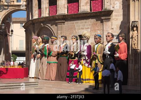 Juni 2019. Valencia, Spanien. Bild der Figuren der Riesen, die an der Fronleichnamsprozession in der Stadt Valencia, Spanien, teilnehmen Stockfoto