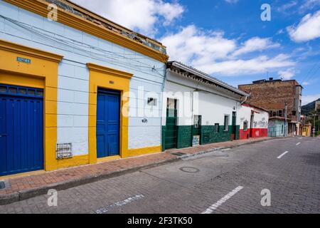 Kolonialarchitektur typisch, la Candelaria, Bogota, Kolumbien Stockfoto