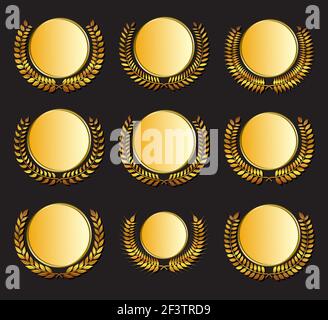 Vektor Goldmedaille und Lorbeeren Stock Vektor
