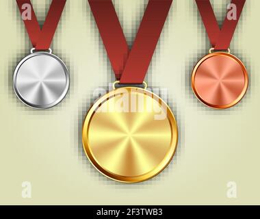 Set aus Gold, Silber und Bronze Medaillen Stock Vektor
