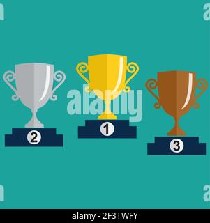Gold, Silber und Bronze Trophäe Stock Vektor