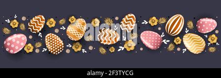 Frohe ostern Feiertag Feier Verkauf Banner Flyer oder Grußkarte Mit dekorativen Eiern horizontal Stock Vektor
