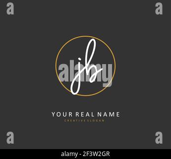J B JB Anfangsbuchstabenhandschrift und Signaturlogo. Ein Konzept handschriftlich Initiallogo mit Template-Element. Stock Vektor