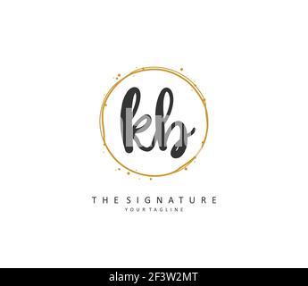 K B KB Anfangsbuchstabenhandschrift und Signaturlogo. Ein Konzept handschriftlich Initiallogo mit Template-Element. Stock Vektor