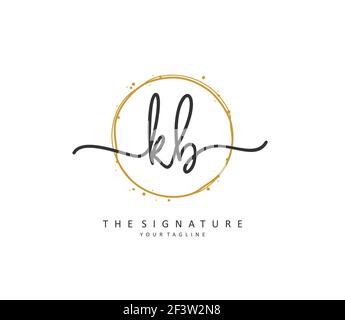 K B KB Anfangsbuchstabenhandschrift und Signaturlogo. Ein Konzept handschriftlich Initiallogo mit Template-Element. Stock Vektor