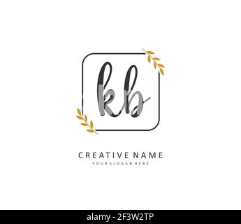 K B KB Anfangsbuchstabenhandschrift und Signaturlogo. Ein Konzept handschriftlich Initiallogo mit Template-Element. Stock Vektor