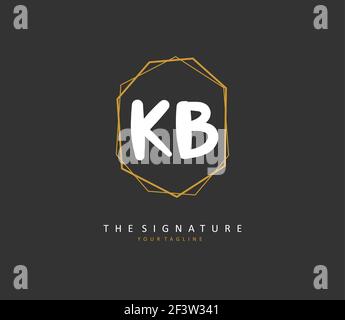 K B KB Anfangsbuchstabenhandschrift und Signaturlogo. Ein Konzept handschriftlich Initiallogo mit Template-Element. Stock Vektor