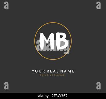 M B MB Anfangsbuchstabenhandschrift und Signaturlogo. Ein Konzept handschriftlich Initiallogo mit Template-Element. Stock Vektor