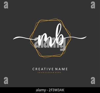 M B MB Anfangsbuchstabenhandschrift und Signaturlogo. Ein Konzept handschriftlich Initiallogo mit Template-Element. Stock Vektor