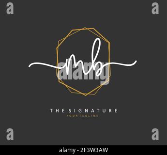 M B MB Anfangsbuchstabenhandschrift und Signaturlogo. Ein Konzept handschriftlich Initiallogo mit Template-Element. Stock Vektor