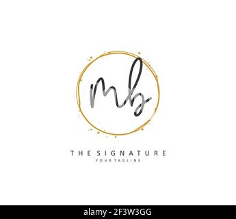 M B MB Anfangsbuchstabenhandschrift und Signaturlogo. Ein Konzept handschriftlich Initiallogo mit Template-Element. Stock Vektor