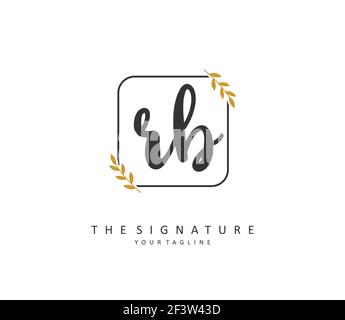 R B RB Anfangsbuchstabenhandschrift und Unterschriftenlogo. Ein Konzept handschriftlich Initiallogo mit Template-Element. Stock Vektor