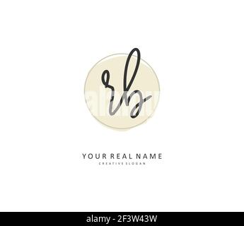 R B RB Anfangsbuchstabenhandschrift und Unterschriftenlogo. Ein Konzept handschriftlich Initiallogo mit Template-Element. Stock Vektor