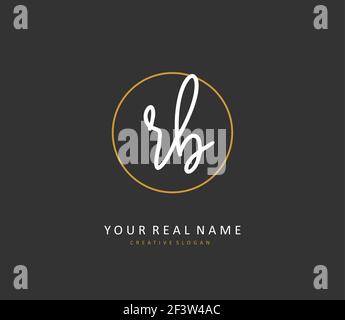 R B RB Anfangsbuchstabenhandschrift und Unterschriftenlogo. Ein Konzept handschriftlich Initiallogo mit Template-Element. Stock Vektor