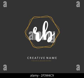 R B RB Anfangsbuchstabenhandschrift und Unterschriftenlogo. Ein Konzept handschriftlich Initiallogo mit Template-Element. Stock Vektor