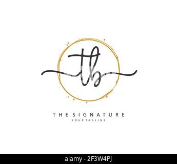 T B TB Anfangsbuchstabenhandschrift und Signaturlogo. Ein Konzept handschriftlich Initiallogo mit Template-Element. Stock Vektor