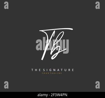 T B TB Anfangsbuchstabenhandschrift und Signaturlogo. Ein Konzept handschriftlich Initiallogo mit Template-Element. Stock Vektor