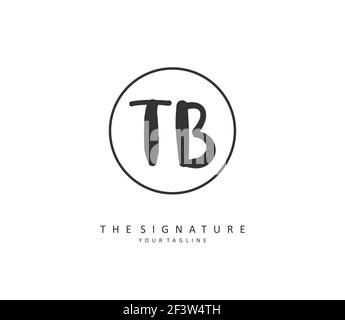 T B TB Anfangsbuchstabenhandschrift und Signaturlogo. Ein Konzept handschriftlich Initiallogo mit Template-Element. Stock Vektor