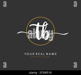 T B TB Anfangsbuchstabenhandschrift und Signaturlogo. Ein Konzept handschriftlich Initiallogo mit Template-Element. Stock Vektor