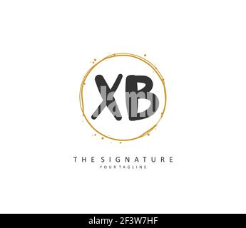 X B XB Anfangsbuchstabe und Signaturlogo. Ein Konzept handschriftlich Initiallogo mit Template-Element. Stock Vektor