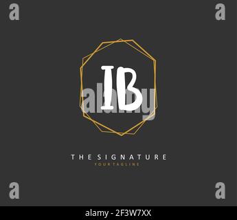 IB Initial Letter Handschrift und Unterschrift Logo. Ein Konzept handschriftlich Initiallogo mit Template-Element. Stock Vektor