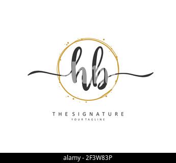 H B HB Anfangsbuchstabenhandschrift und Signaturlogo. Ein Konzept handschriftlich Initiallogo mit Template-Element. Stock Vektor