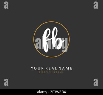 F B FB Anfangsbuchstabenhandschrift und Signaturlogo. Ein Konzept handschriftlich Initiallogo mit Template-Element. Stock Vektor