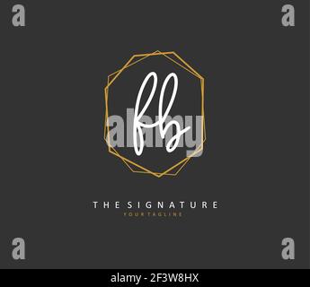 F B FB Anfangsbuchstabenhandschrift und Signaturlogo. Ein Konzept handschriftlich Initiallogo mit Template-Element. Stock Vektor