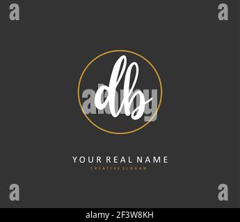 D B DB Anfangsbuchstabenhandschrift und Signaturlogo. Ein Konzept handschriftlich Initiallogo mit Template-Element. Stock Vektor