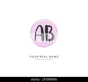 Ab Anfangsbuchstabenhandschrift und Signaturlogo. Ein Konzept handschriftlich Initiallogo mit Template-Element. Stock Vektor