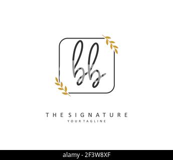 BB Anfangsbuchstabenhandschrift und Signaturlogo. Ein Konzept handschriftlich Initiallogo mit Template-Element. Stock Vektor