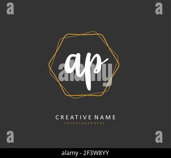 AP-Anfangsbuchstaben und Signaturlogo. Ein Konzept handschriftlich Initiallogo mit Template-Element. Stock Vektor