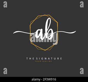 Ab Anfangsbuchstabenhandschrift und Signaturlogo. Ein Konzept handschriftlich Initiallogo mit Template-Element. Stock Vektor